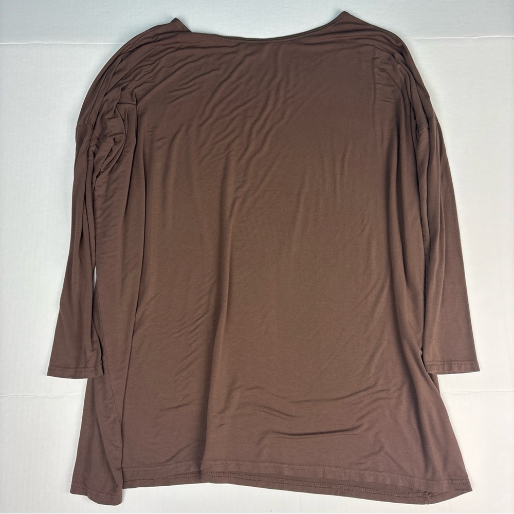 Piko Green Earth Fashion Women Medium Shirt Tunic Solid Brown Bamboo Spandex